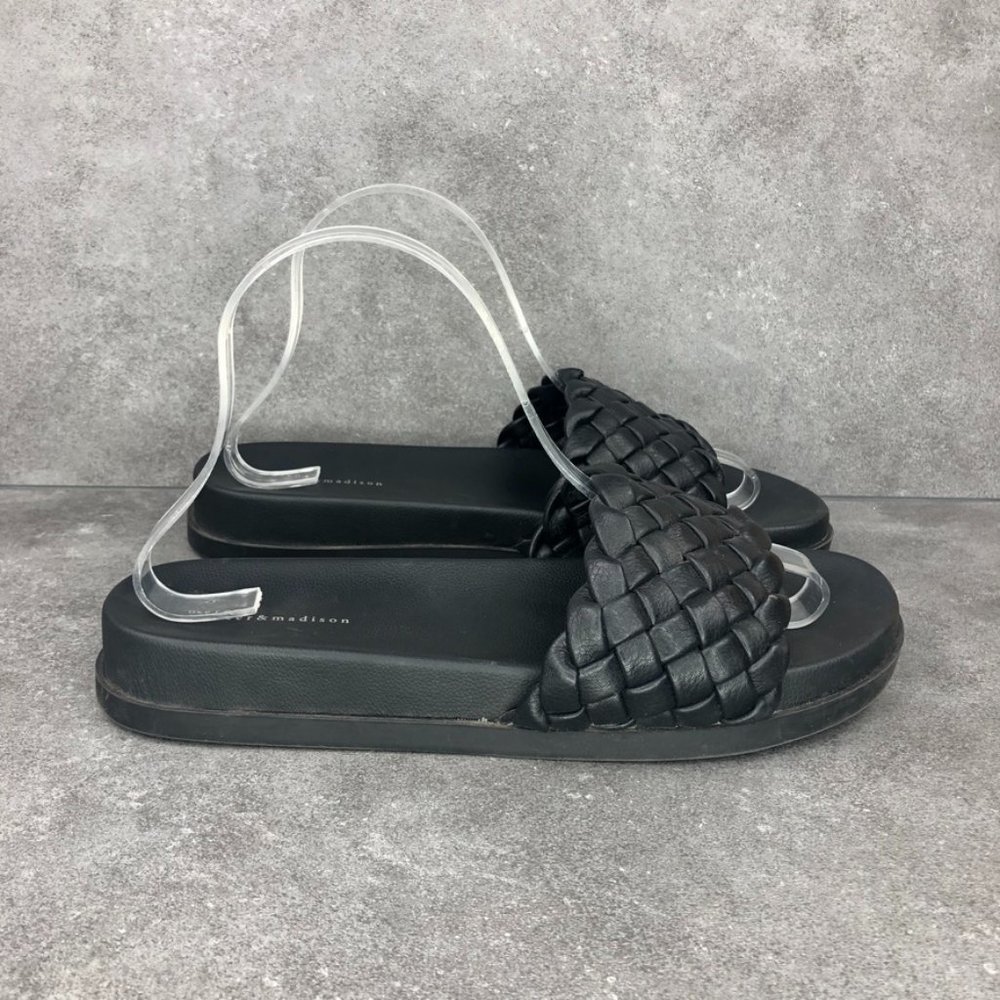 Mercer & Madison Novelle Woven Braided Slide Sandal, Black, Women's 9.5